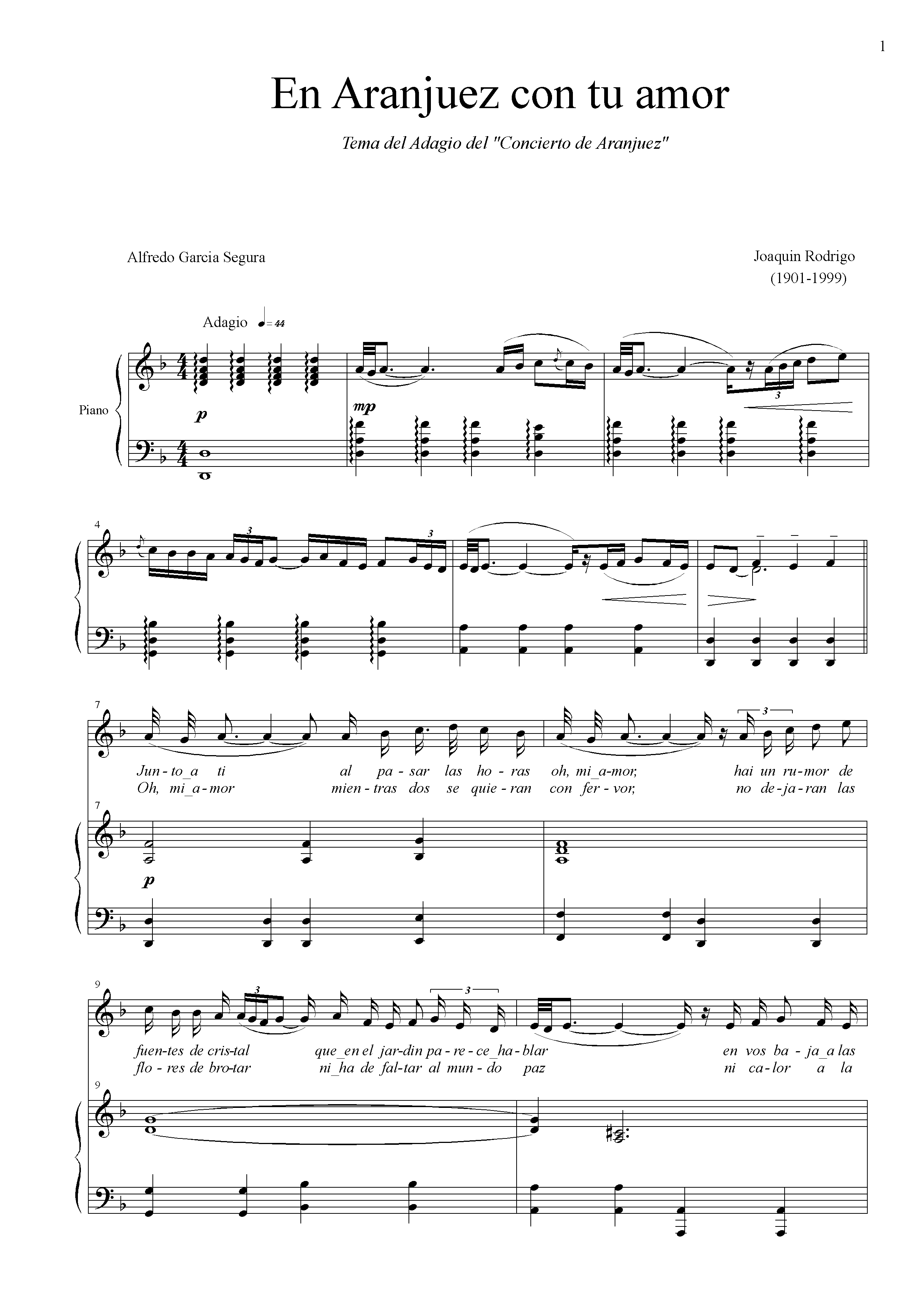 Partitura Piano Concierto Aranjuez Pdf