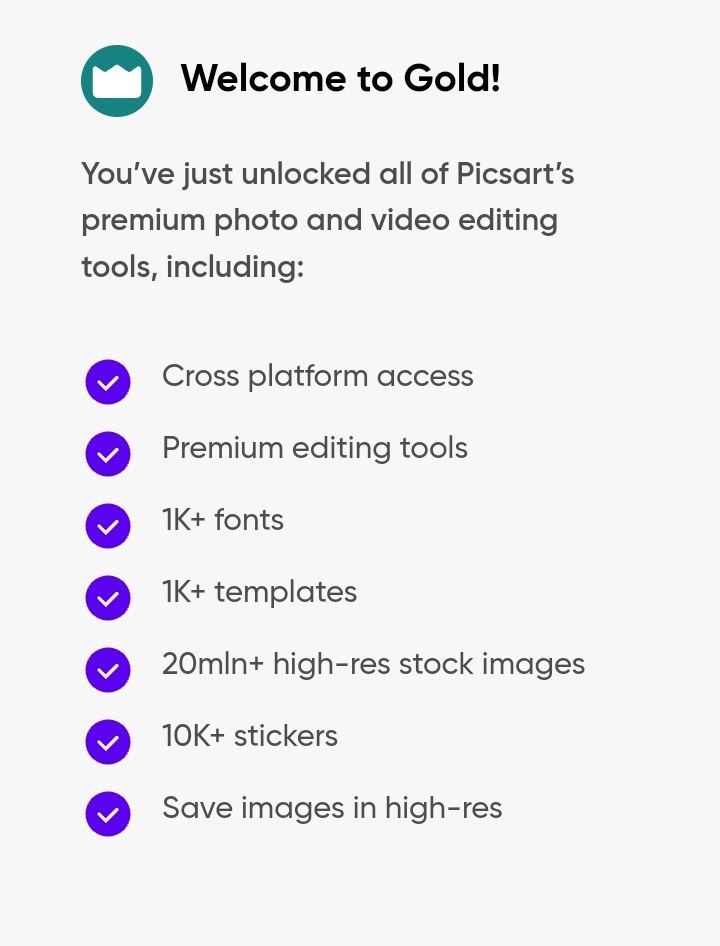 Buy PicsArt Gold 1 Month Private, Windows, Android, iPhone cheap
