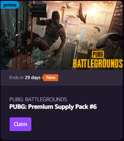 NEW✔PUBG Supply Pack#5+#6💎AMAZON PRIME💎ALL GAMES