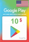 Подарочная карта Google Play на 10 долларов США