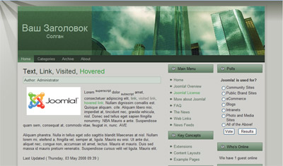 Шаблон  CMS Joomla 1.5 DarkSity