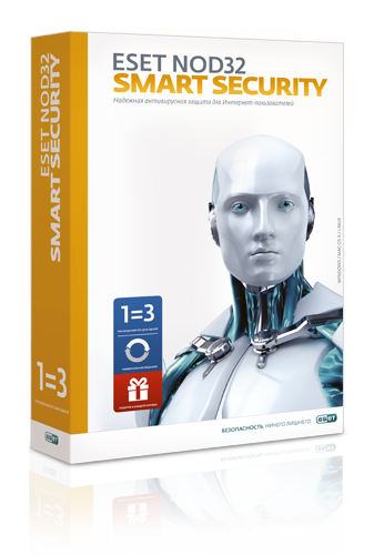 ESET NOD 32 Smart Security 3 ПК, 1 год (20 мес. продл.)