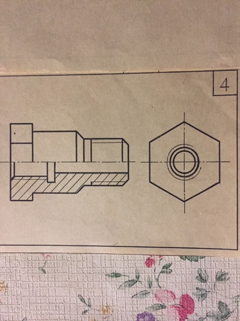 Fitting – part drawing in Kompas-3D software. External thread M42×2, internal thread photo 2