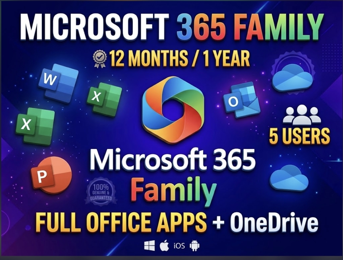 Microsoft 365 Family 12 Месяцев | 5 Пользователей | Полный Офис + OneDrive photo 1