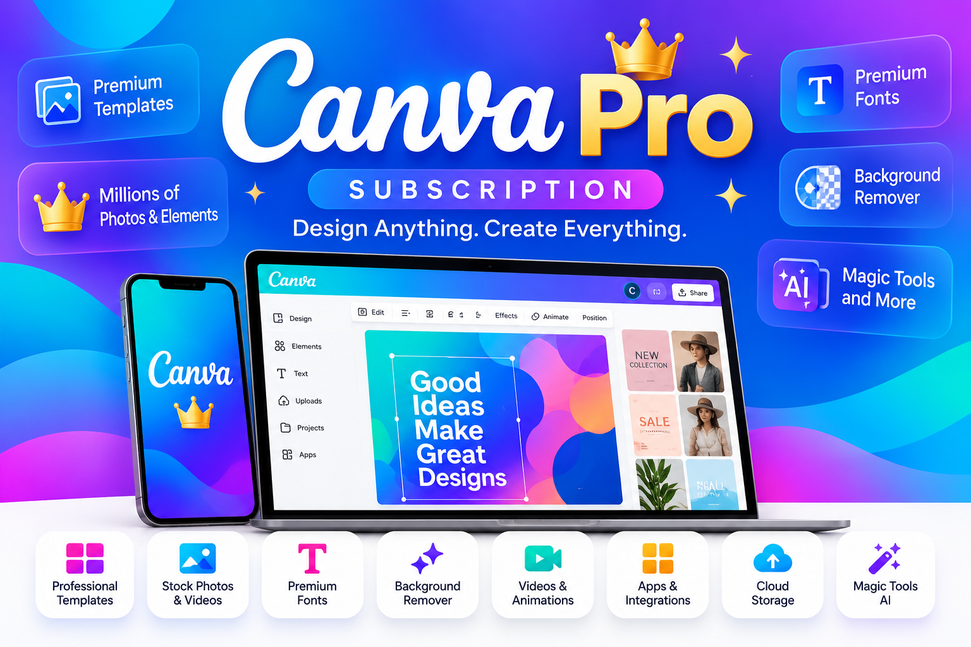 Canva Pro Subscription to 1/2/3/4/5 month photo 1