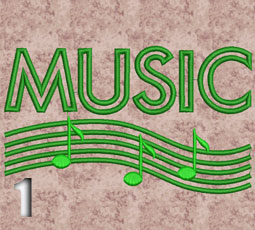 2  дизайна машинной вышивки "MUSIC"