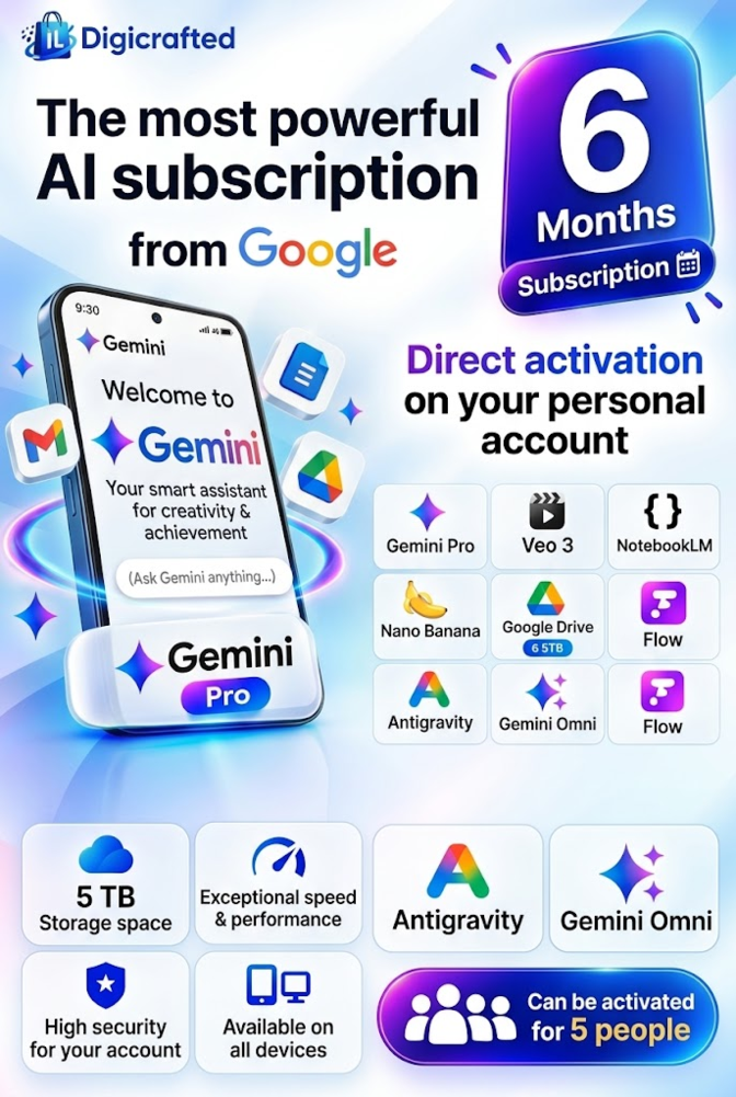 Google AI Pro Gemini 5 ТБ | На ваш аккаунт (6 месяцев) фото 1