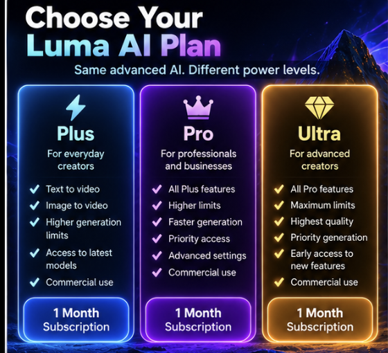 24/7 Luma AI Dream Machine Plus / Pro / Ultra - Subscription 1 month - Your account photo 1