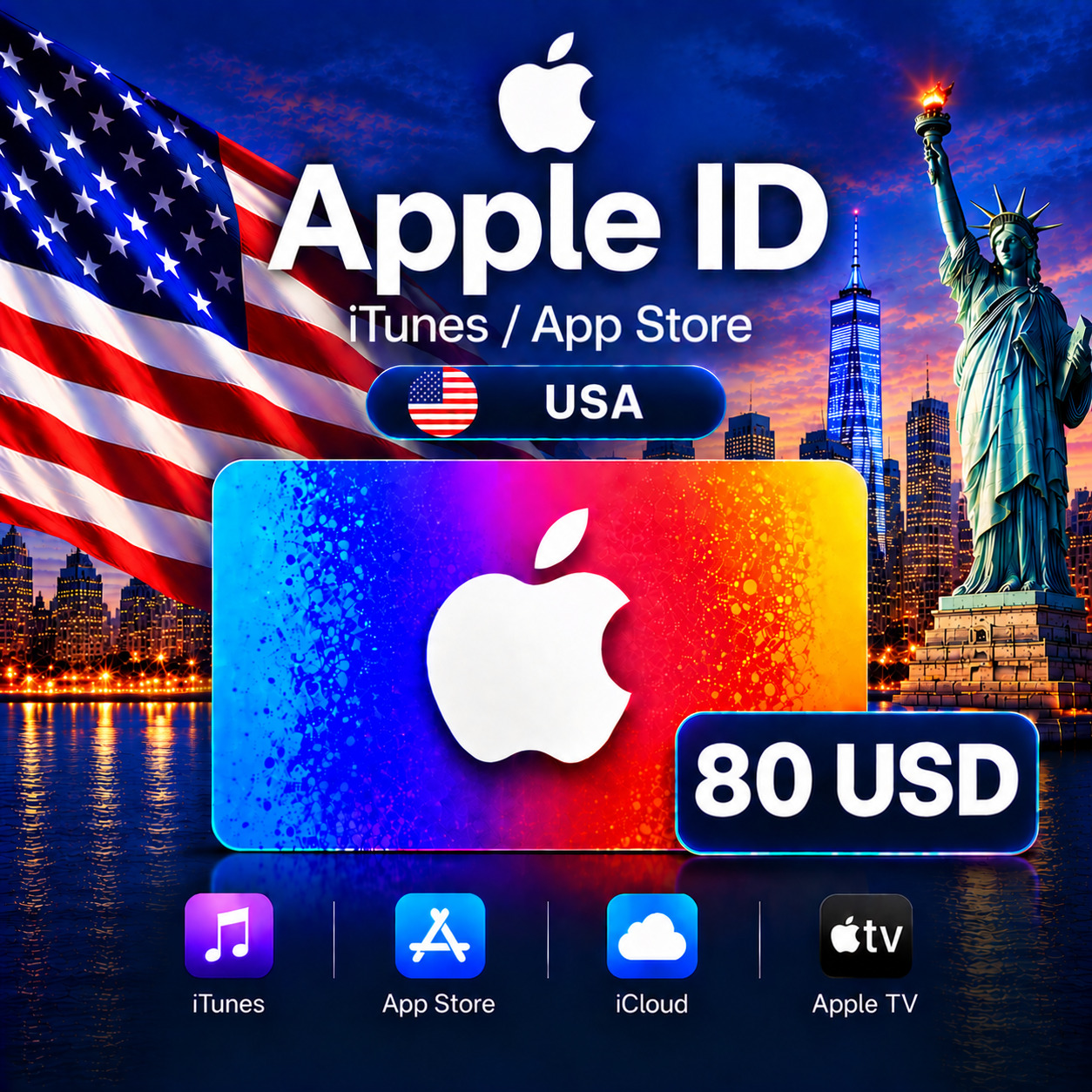 iTunes & App Store Подарочная карта — 80 USD (USA) фото 1