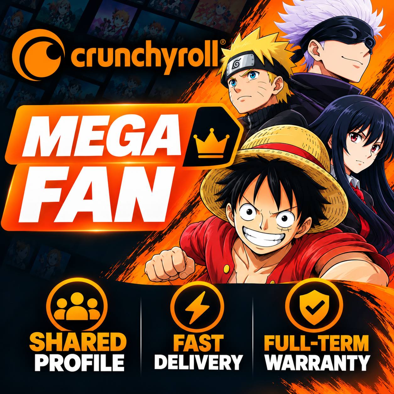 Crunchyroll Mega Fan на 1 месяц | Общий аккаунт | Быстрая выдача | Гарантия на месяц фото 3
