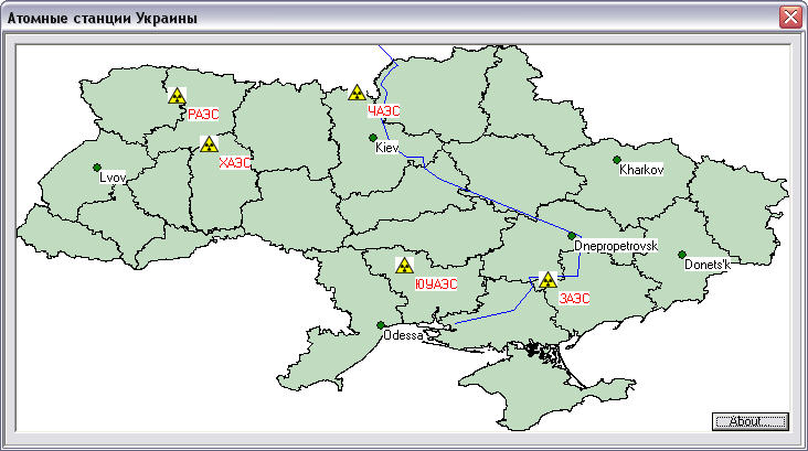 Карта атомных станций украины