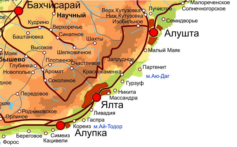 Карта южного побережья