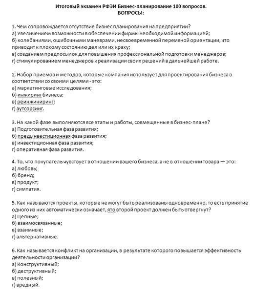 Контрольная работа бизнес план организации