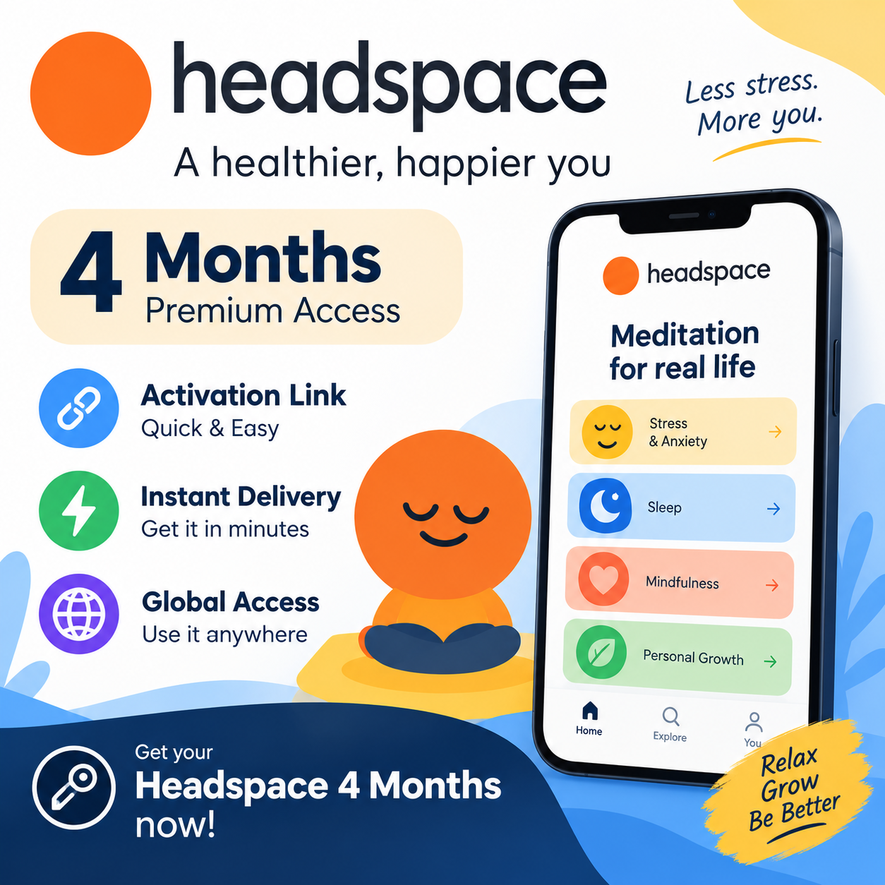 Headspace • 4 Months | Activation Link | Instant Delivery | Global Access photo 1