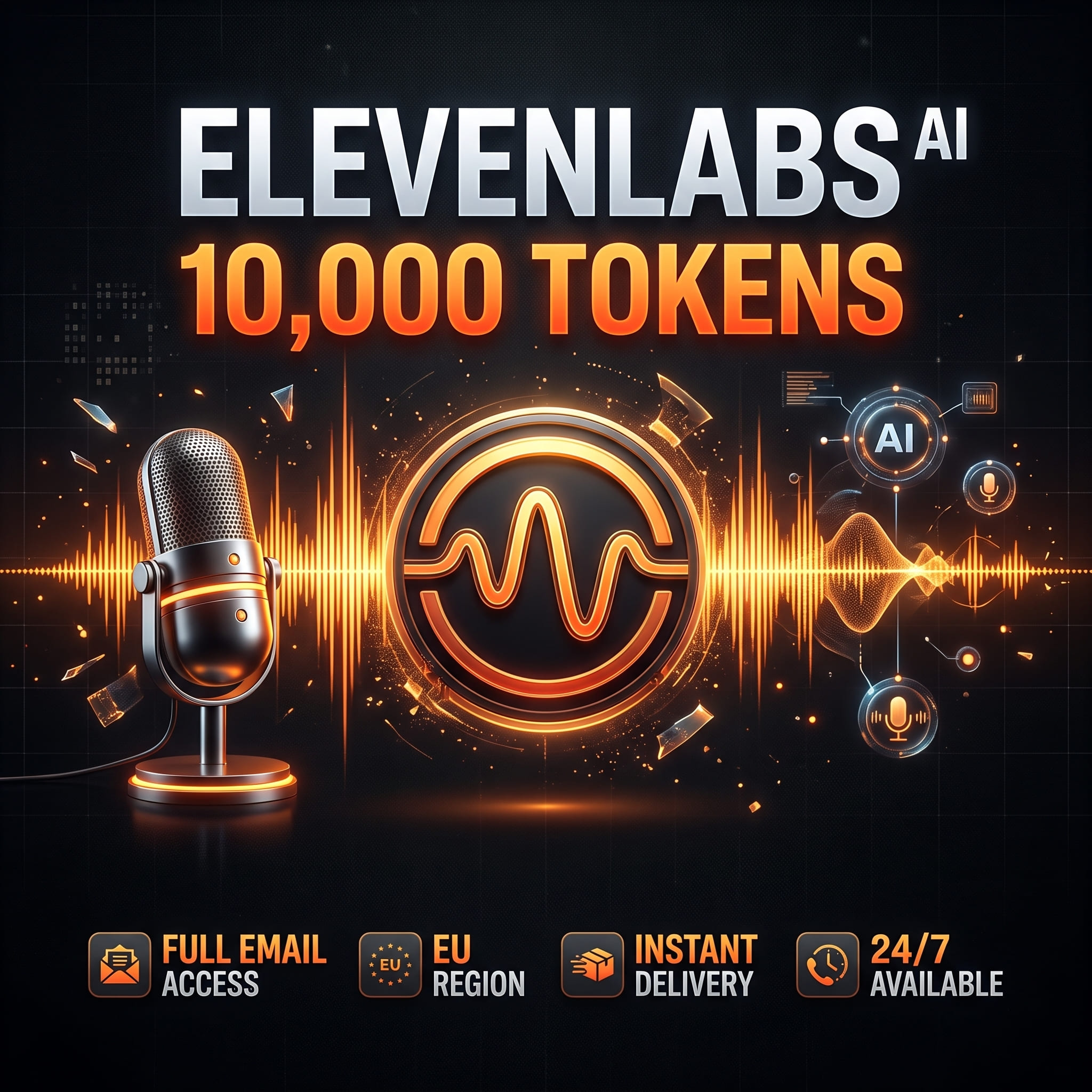 ElevenLabs | 10 000 токенов | Полный доступ к почте | ЕС | Мгновенная доставка 24/7 фото 1