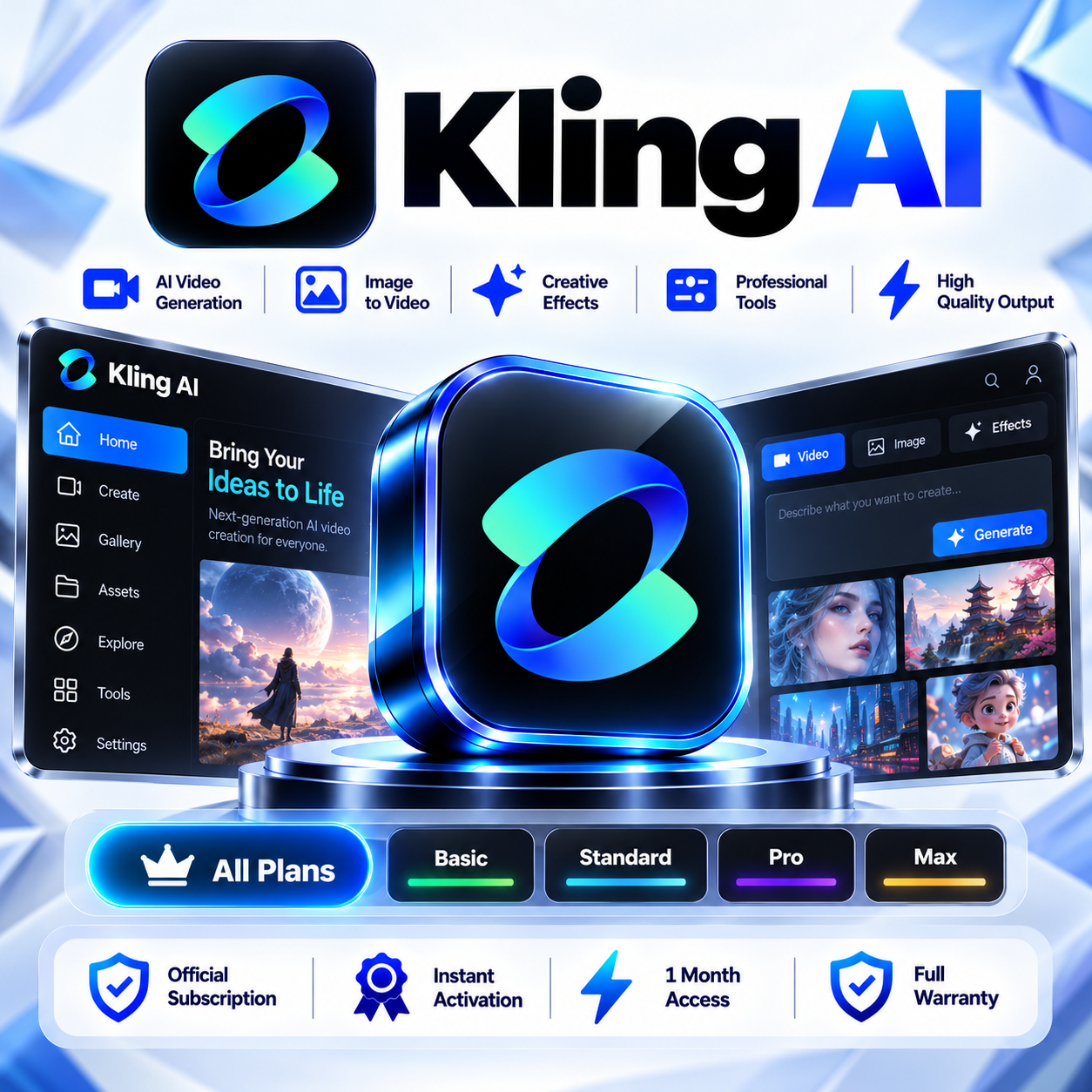 Kling AI — Все тарифы | 1 месяц | Официальная подписка | Полная гарантия фото 2