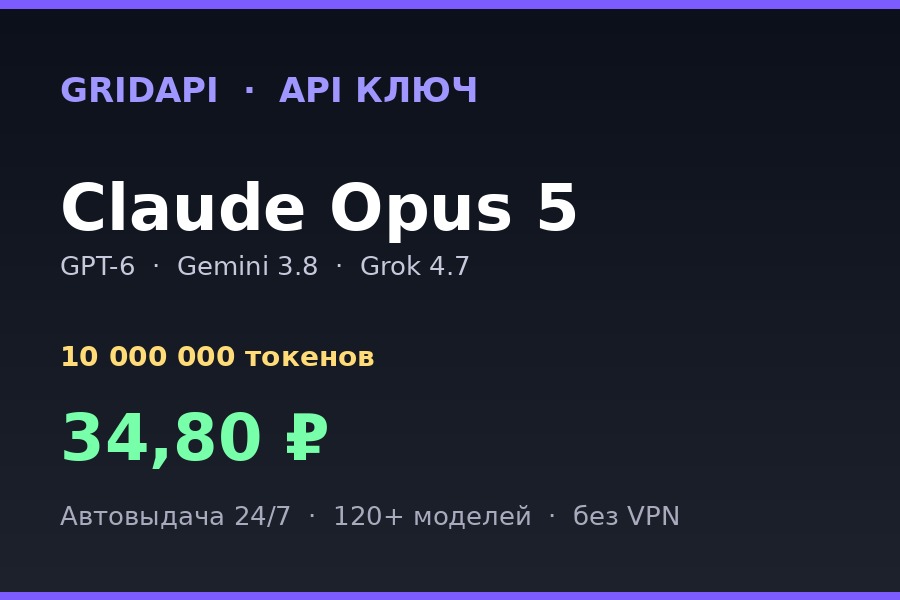 🔑 10 000 000 ТОКЕНОВ — ПРОБНЫЙ API-КЛЮЧ · Claude Opus 5 / GPT-6 / Gemini 3.8 photo 3