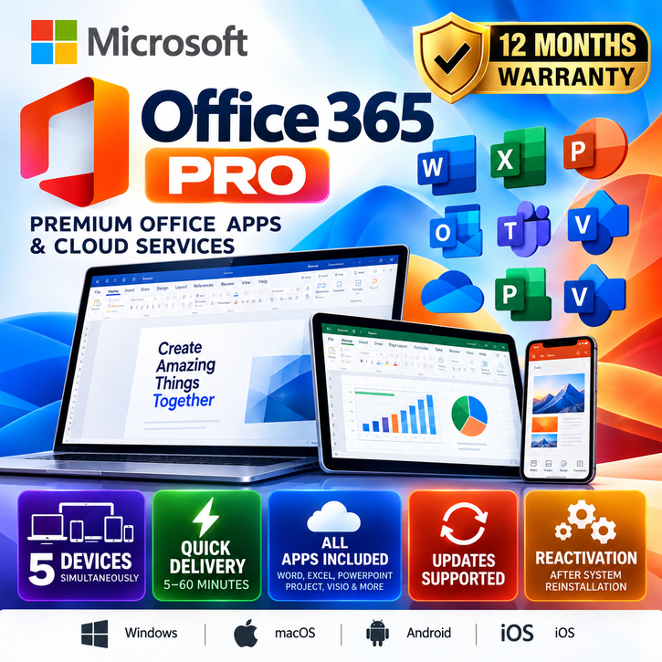 Microsoft Office 365 PRO | 12 МЕСЯЦЕВ | 5 УСТРОЙСТВ | ПОЛНАЯ ГАРАНТИЯ фото 1