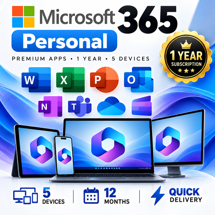 Microsoft 365 Personal | 12 МЕСЯЦЕВ | 5 УСТРОЙСТВ | БЫСТРАЯ ДОСТАВКА фото 1