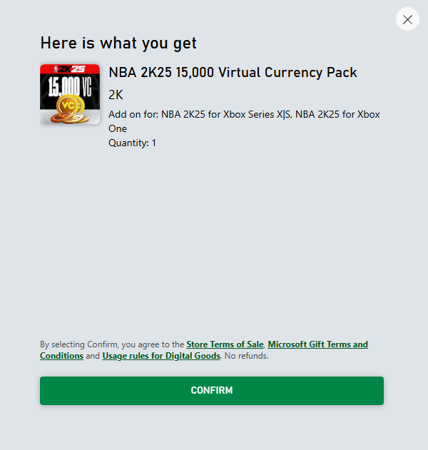 NBA 2K25 15000 VC Pack Xbox Code photo 1