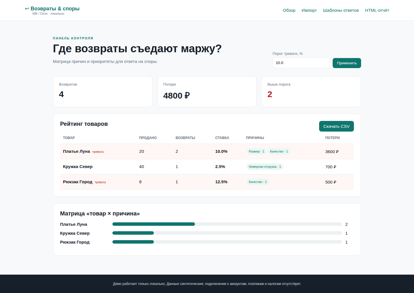 Возвраты и споры WB/Ozon — локальный трекер — исходный код фото 2