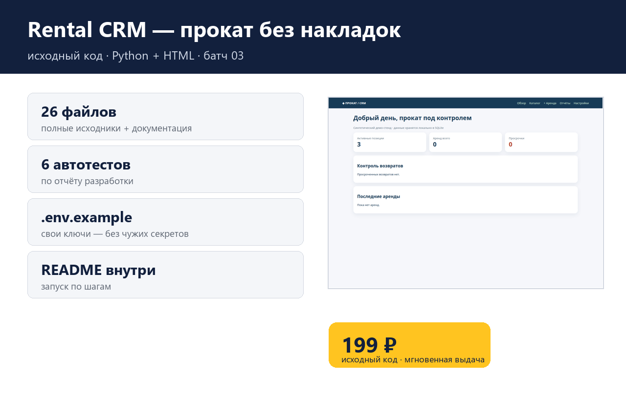 Rental CRM — прокат без накладок — исходный код фото 4