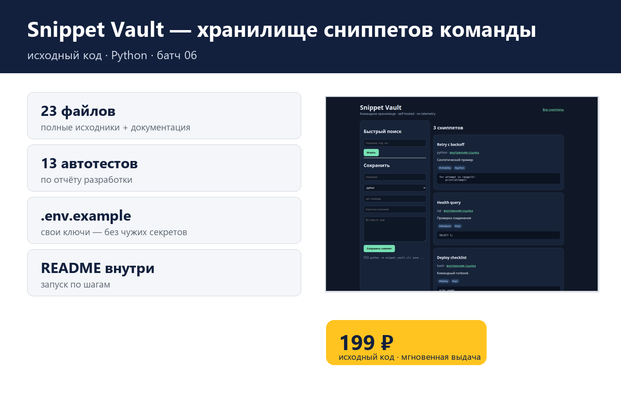 Snippet Vault — хранилище сниппетов команды — исходный код фото 8