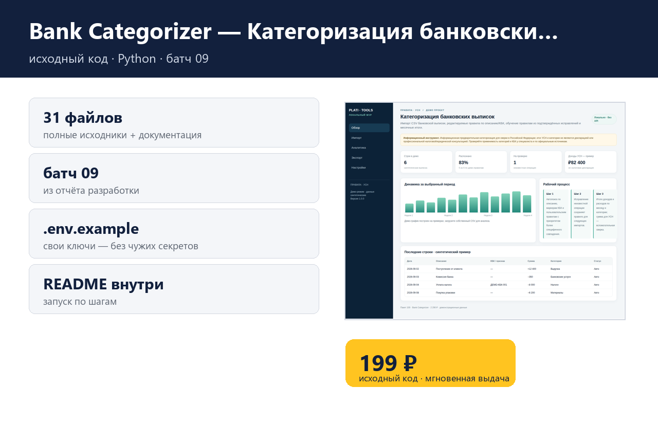 Bank Categorizer — Категоризация банковских выписок — исходный код фото 4
