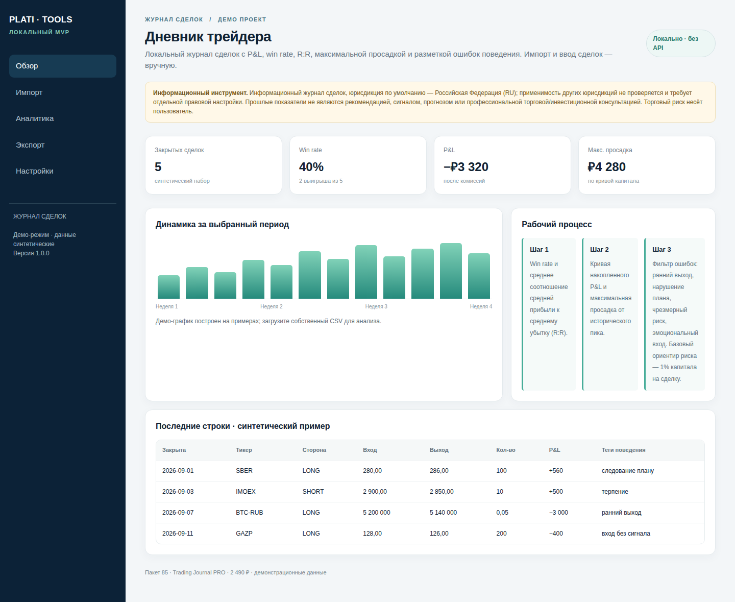 Trading Journal PRO — Дневник трейдера — исходный код фото 1
