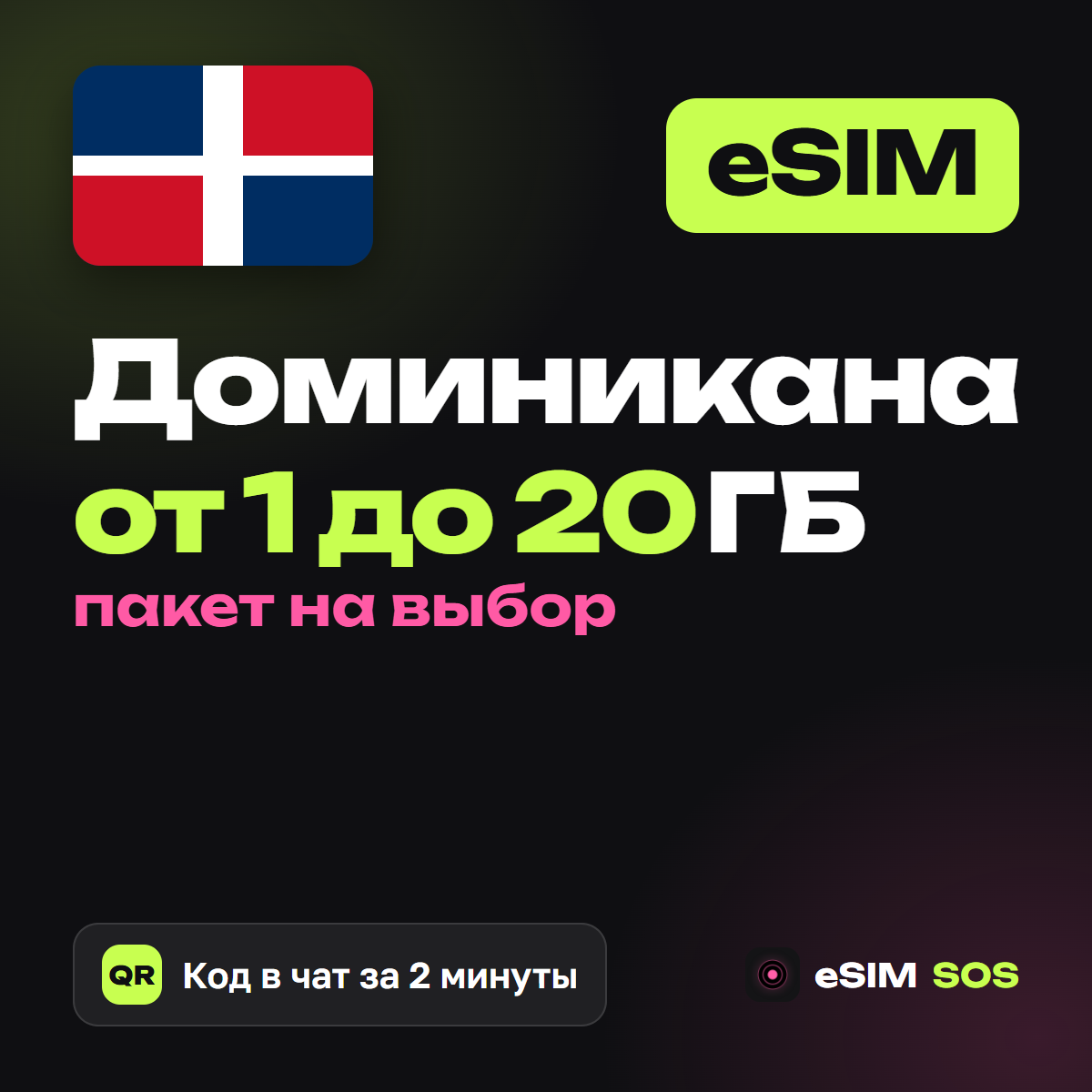 eSIM Доминикана — есим, мобильный интернет 1–20 ГБ · QR за 2 минуты фото 1