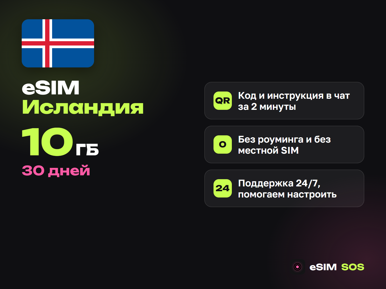 eSIM Исландия — есим, мобильный интернет 1–20 ГБ · QR за 2 минуты фото 1