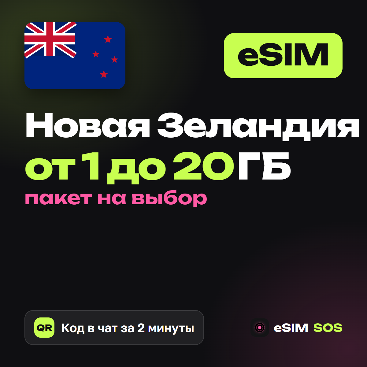 eSIM Новая Зеландия — есим, мобильный интернет 1–20 ГБ · QR за 2 минуты фото 1