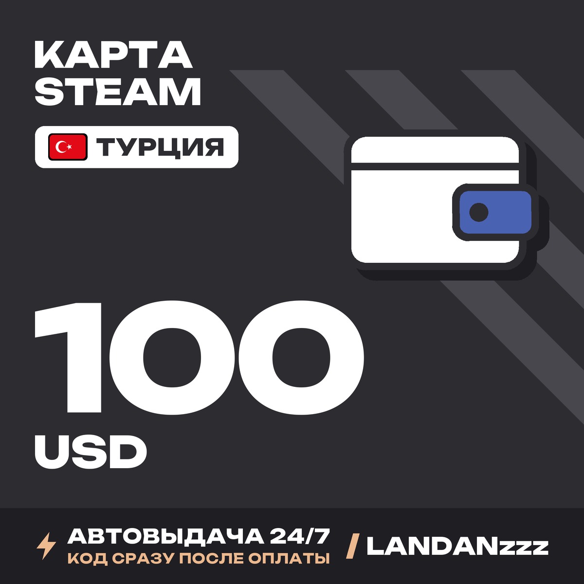 Steam 100 USD | Code | Turkey | Auto-delivery 24/7 photo 1