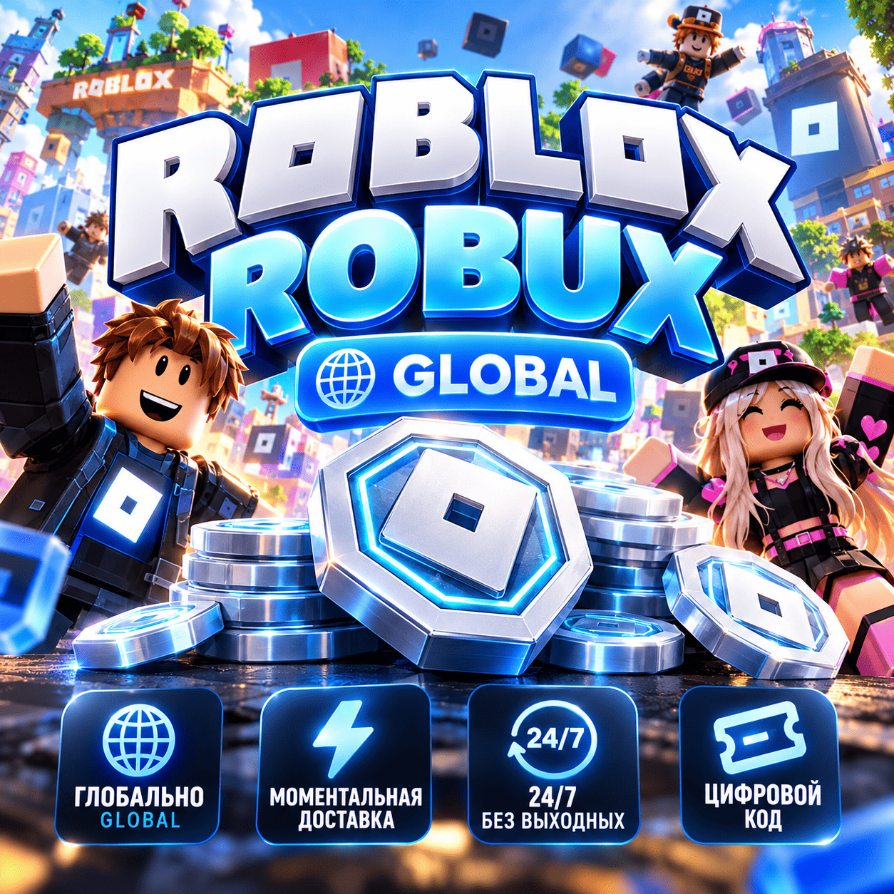 ROBLOX РОБУКСЫ ВЕСЬ МИР| ROBUX | МОМЕНТАЛЬНАЯ ДОСТАВКА 24/7 | КОД фото 1