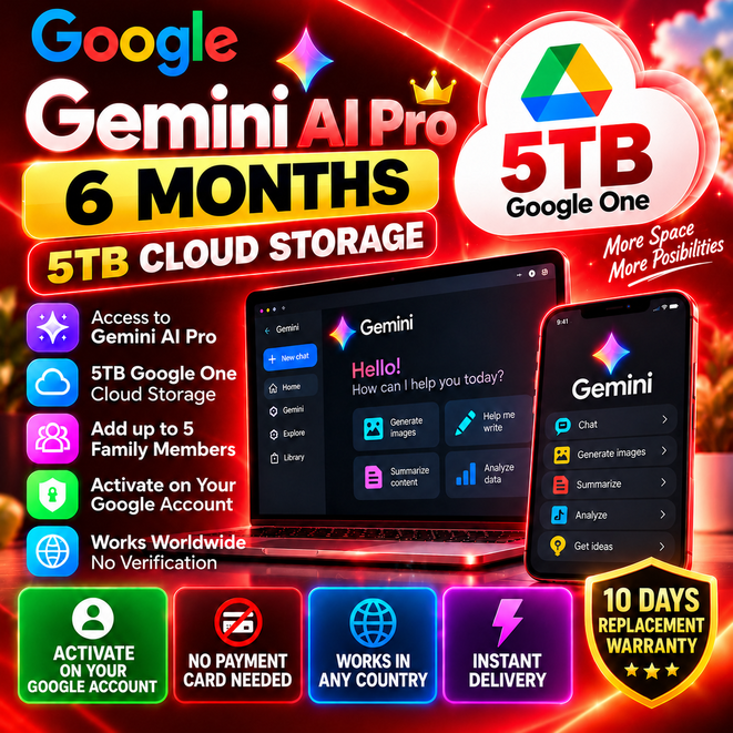 Gemini AI Pro 6 Months 5TB Google Account Activation photo 1