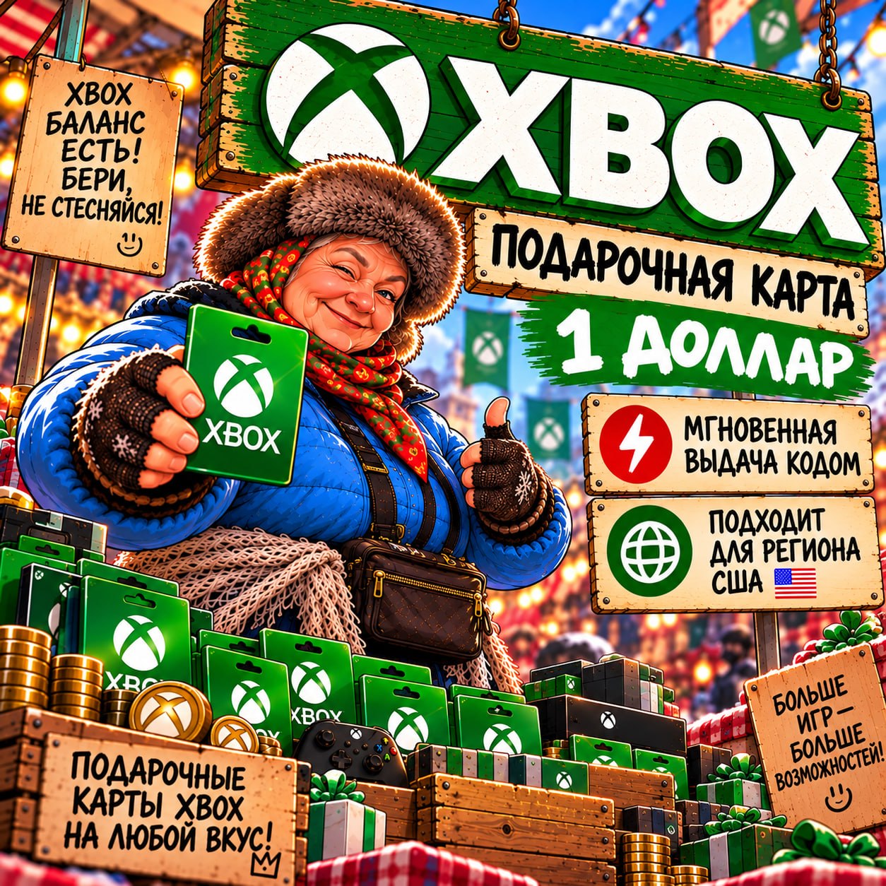 🎮 Подарочная карта XBox Live Gift Card (Америка) 1$ США 🎮 фото 1