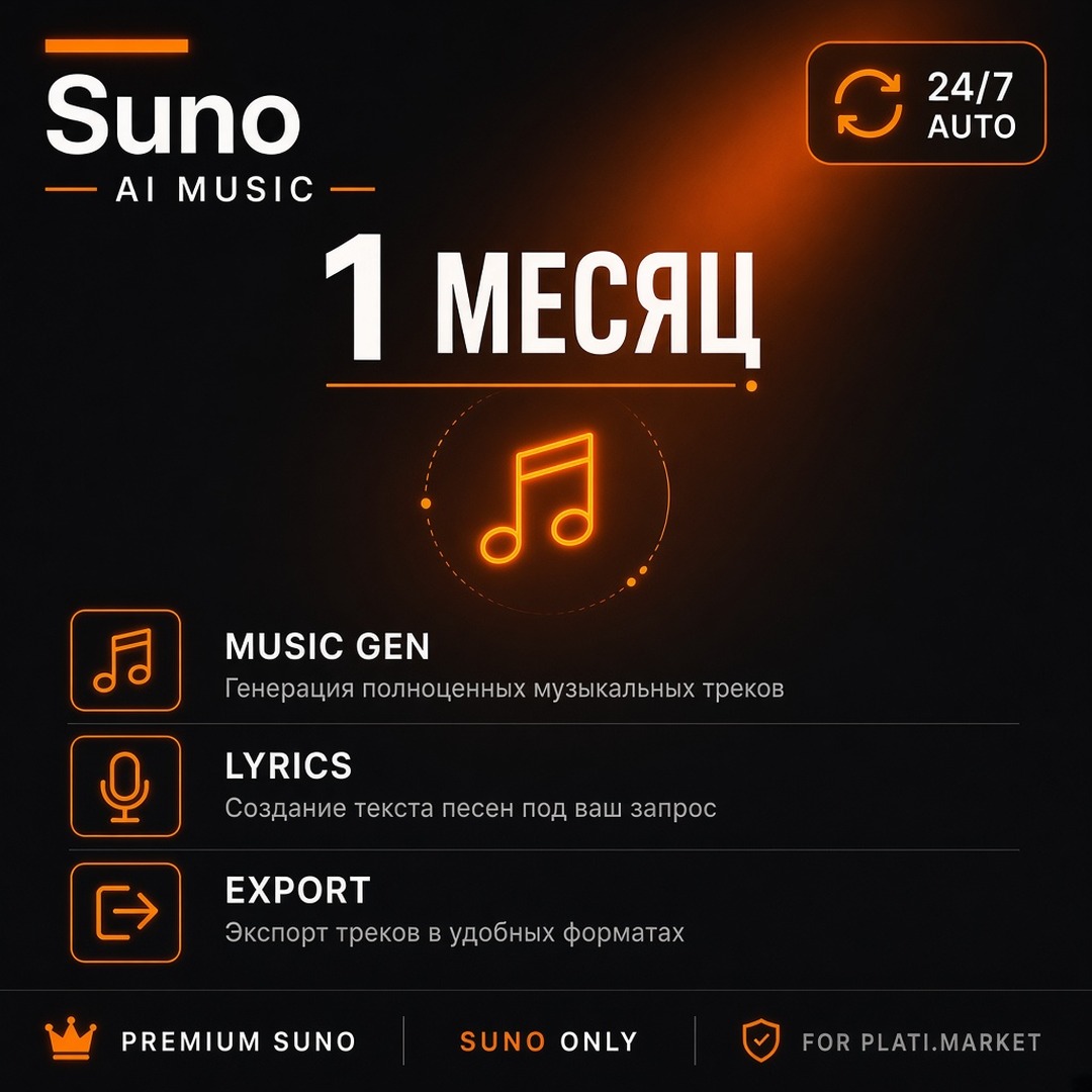 24/7 Suno AI Pro / Premier - Подписка 1 или 12 месяцев - На ваш аккаунт фото 2