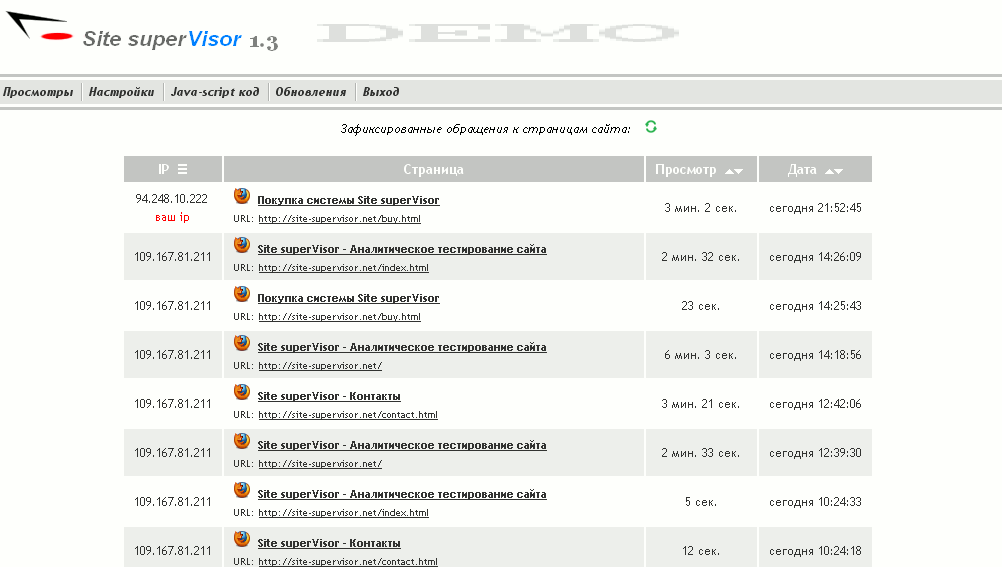 Site superVisor v1.3 (передвижение мыши)