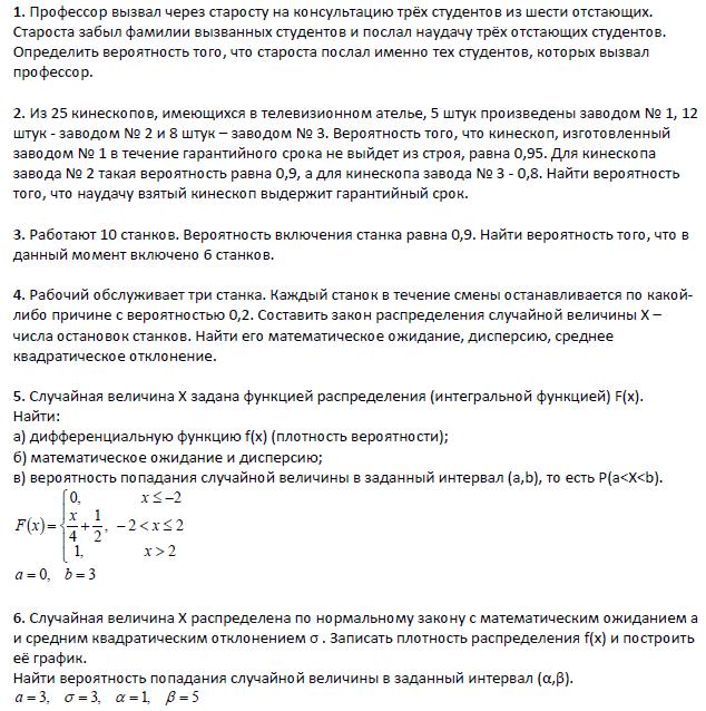 Контрольная работа: Функция плотности распределения