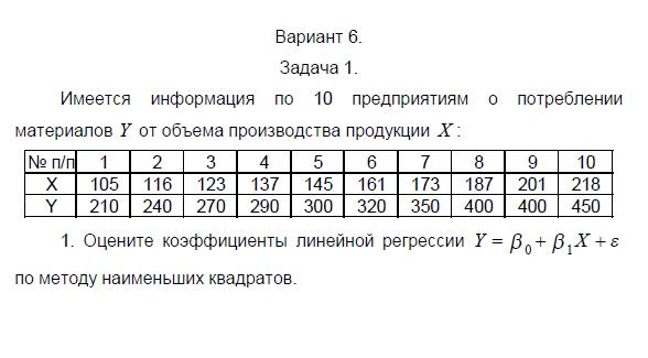 ТюмГУ Эконометрика Вариант 6 ТГУ контрольная ТюмГУ