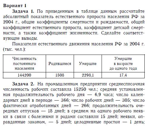 ТюмГУ Социально-экономическая статистика Вариант 1 ТГУ