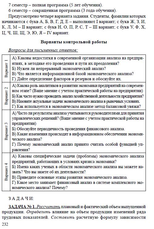 Контрольная работа: Экономический анализ 4