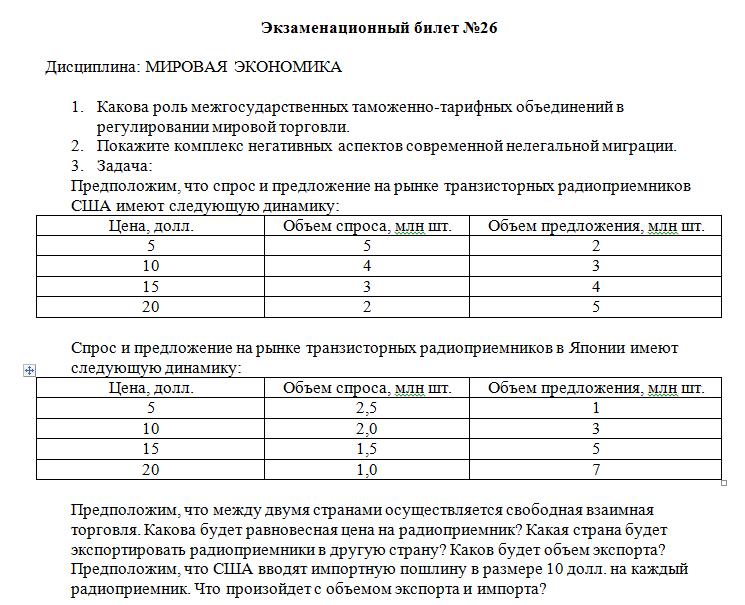 Сибит Мировая экономика билет 26