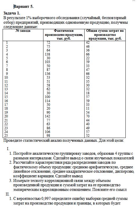 ТюмГУ Статистика Вариант 5 контрольная 11 задач ТГУ