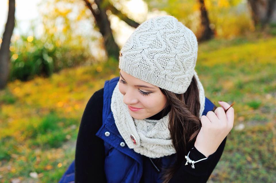 Chain cable hat and scarf set