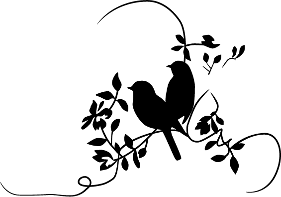 Vector Stencil Birds on branch