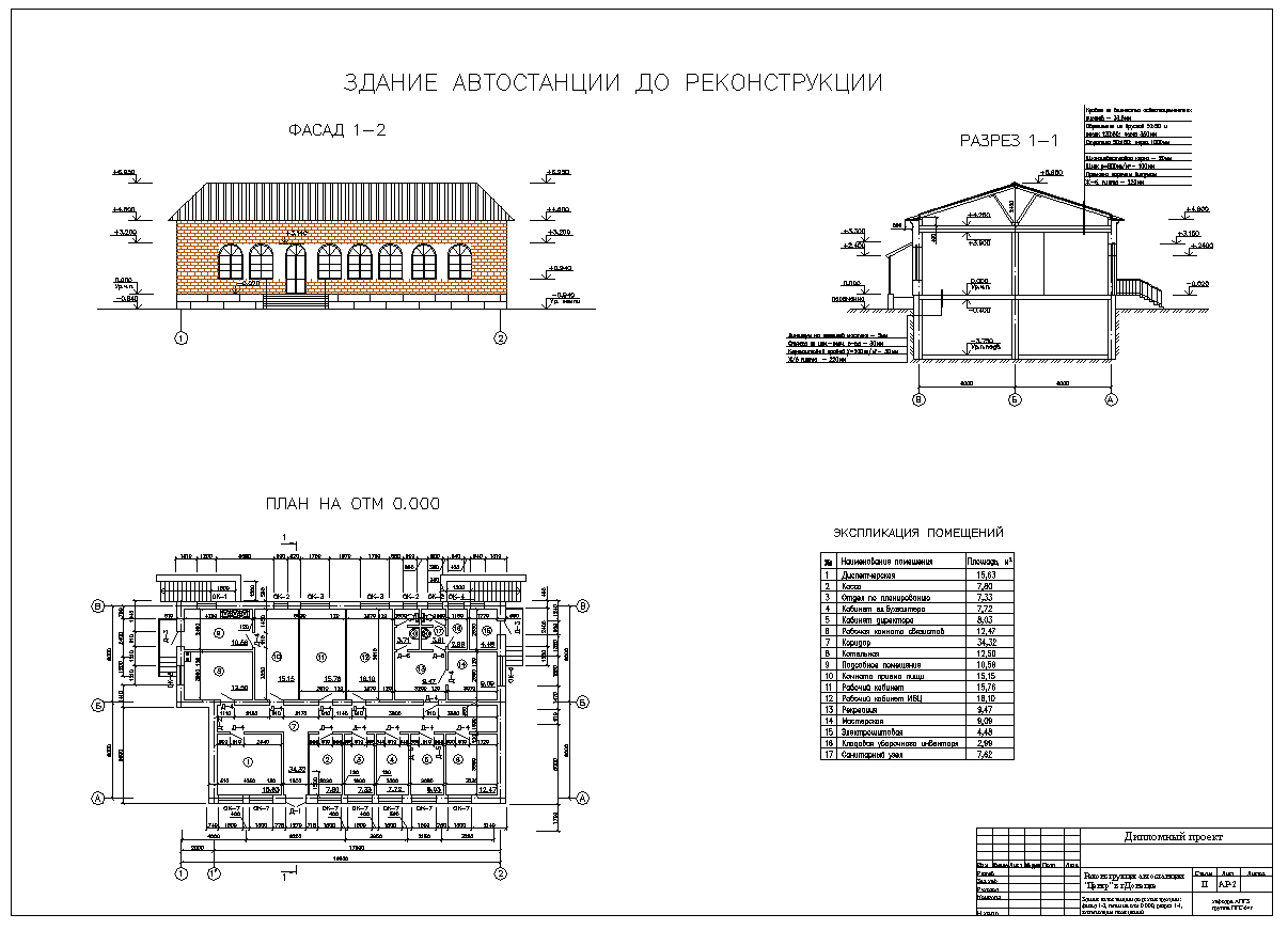 Проект автовокзала план