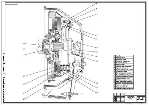 Сцепление газ 3307 чертеж