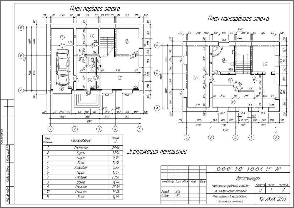 Курсовая по архитектуре №1. Малоэтажный усадебный дом