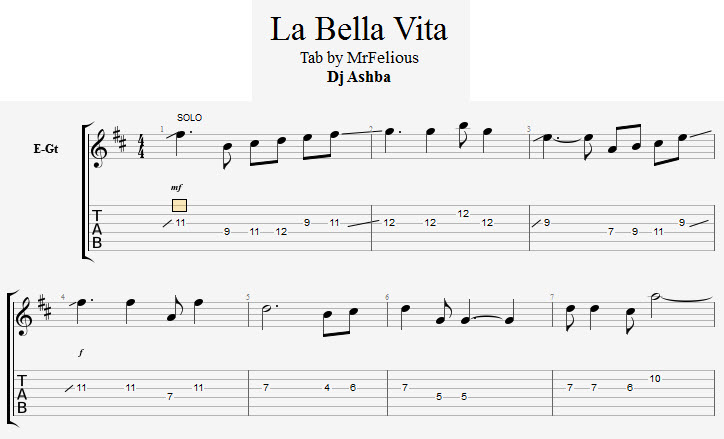 La Bella Vita - Dj Ashba (tabs)